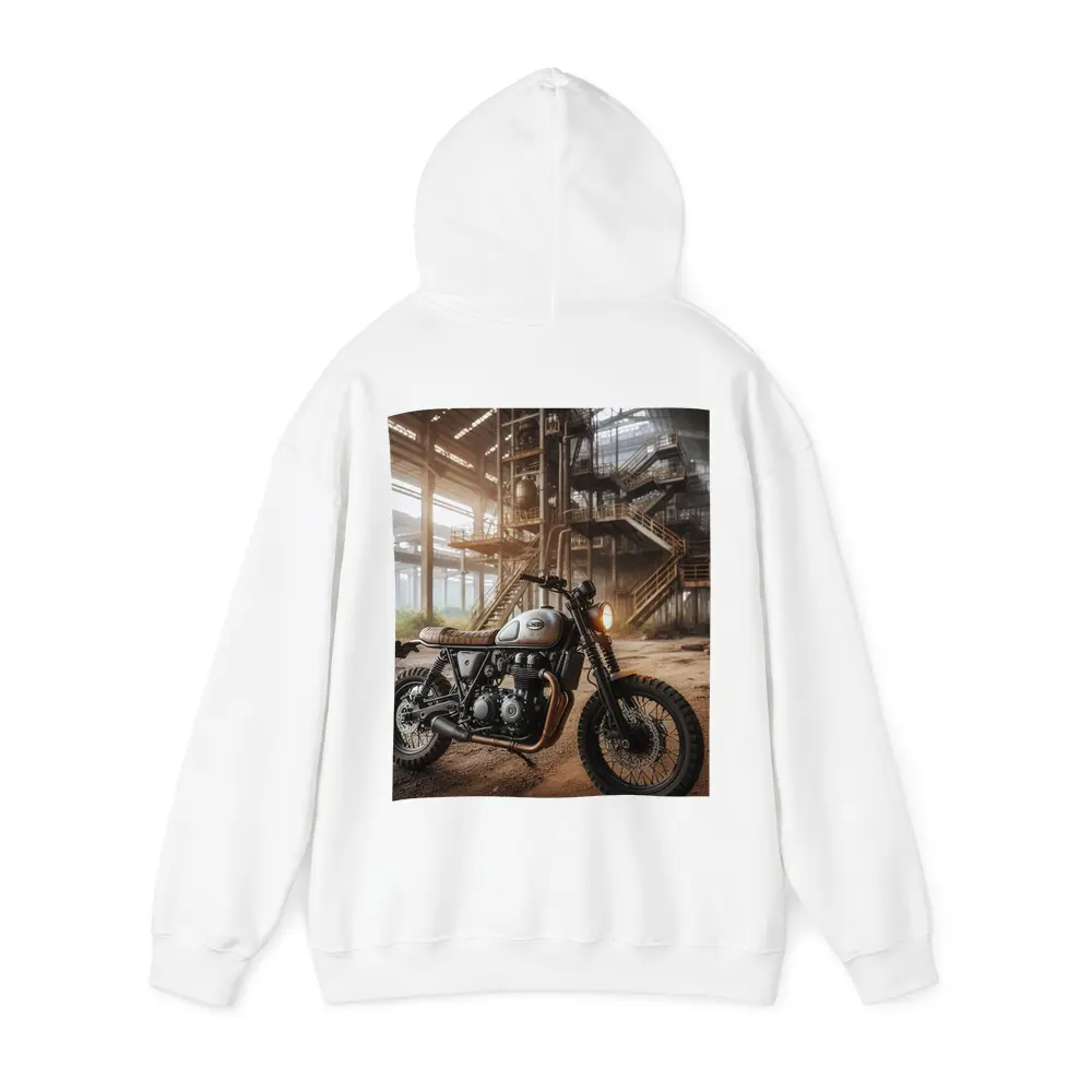 Scrambler Motorcycle Abandoned Industrial Warehouse – Hoodies