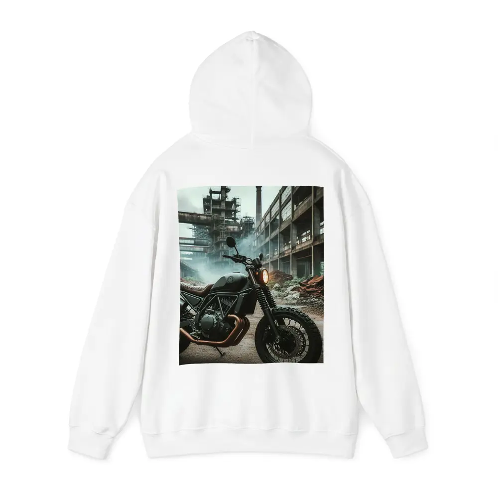 Scrambler Motorcycle Dark Industrial Abandoned Factory – Hoodies