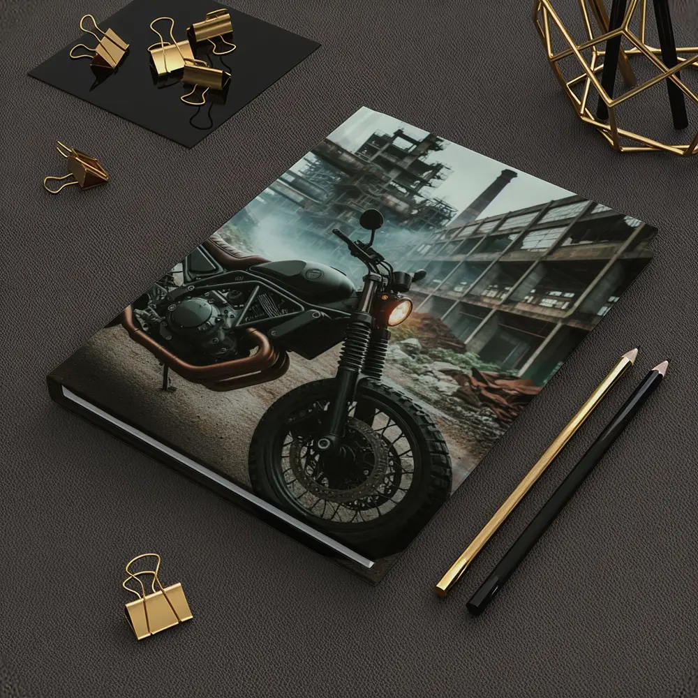 Scrambler Motorcycle Dark Industrial Abandoned Factory – Notebooks