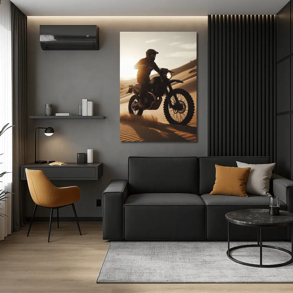 Scrambler Motorcycle Rider Desert Sand Dunes – Wall Art