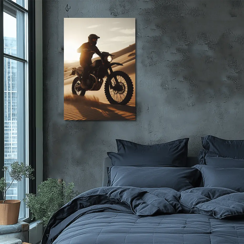 Scrambler Motorcycle Rider Desert Sand Dunes – Wall Art