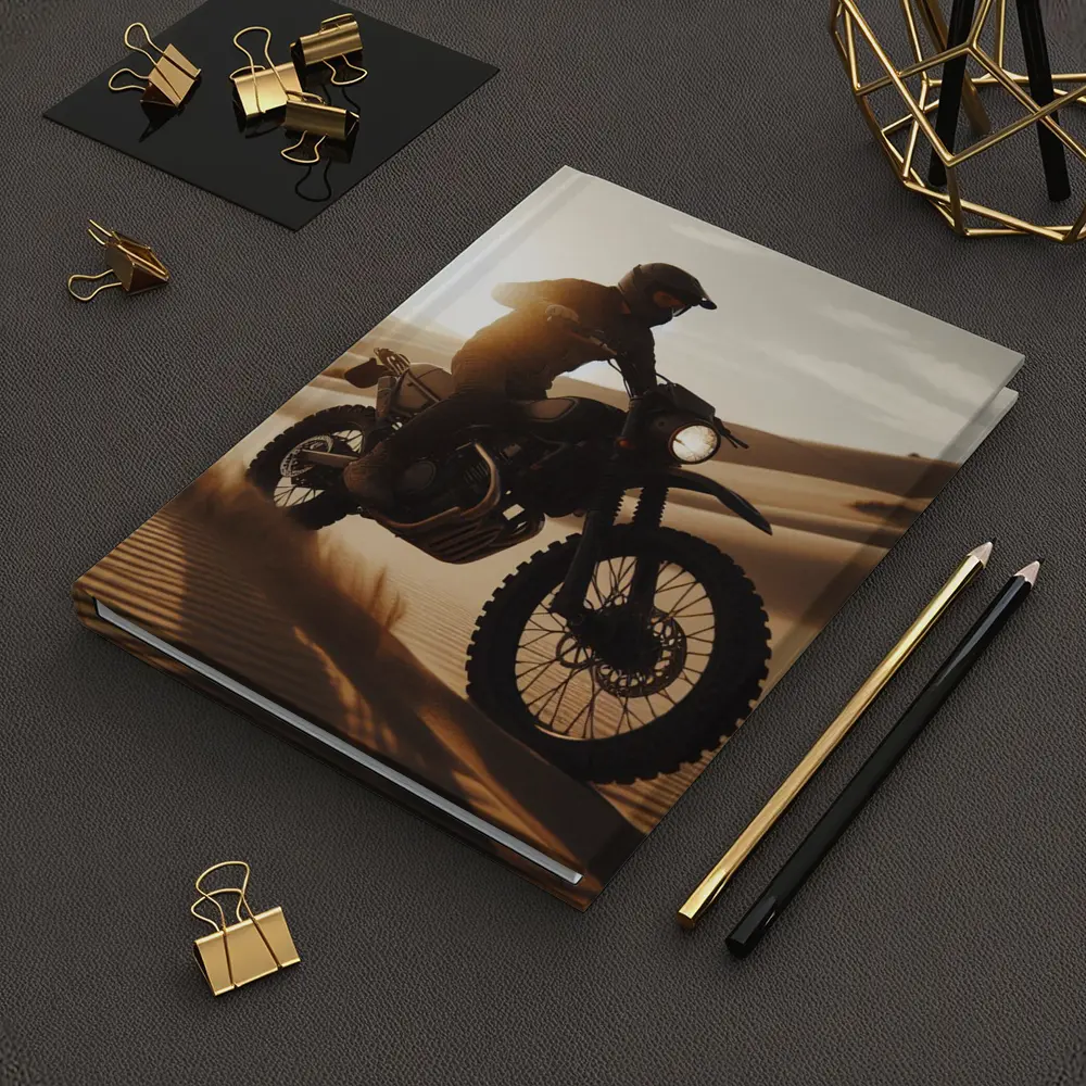Scrambler Motorcycle Rider Desert Sand Dunes – Notebooks