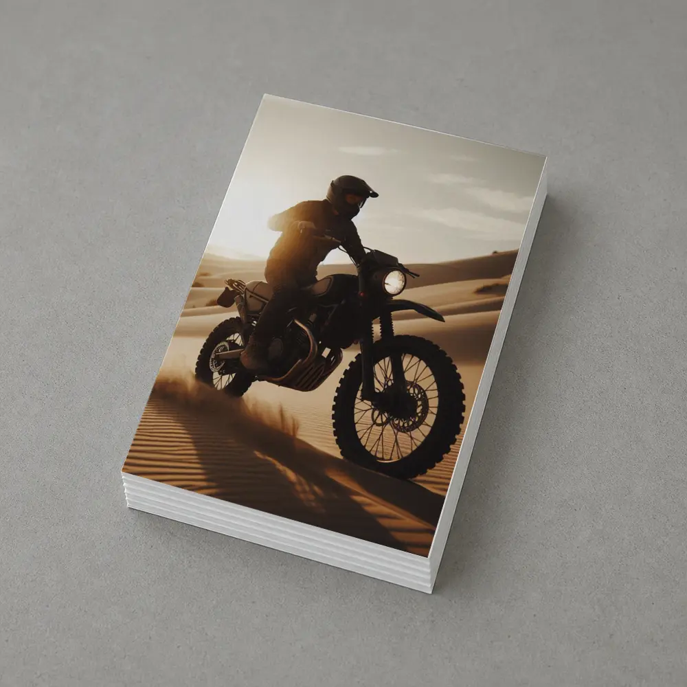 Scrambler Motorcycle Rider Desert Sand Dunes – Postcards