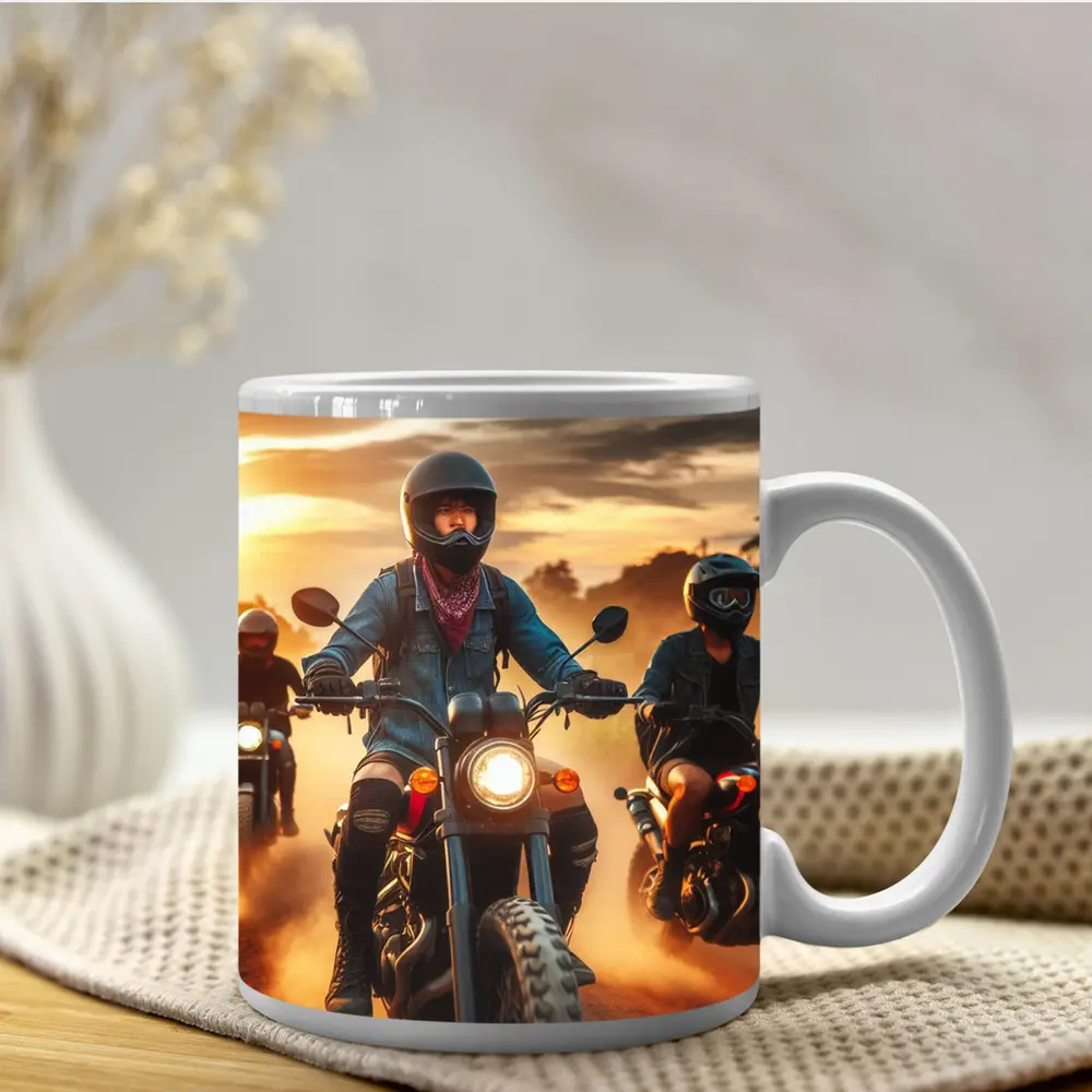 Women Riders Motorcycles Dusty Sunset Road – Mugs