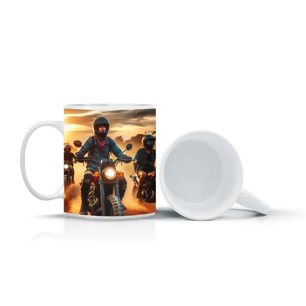 Women Riders Motorcycles Dusty Sunset Road – Mugs