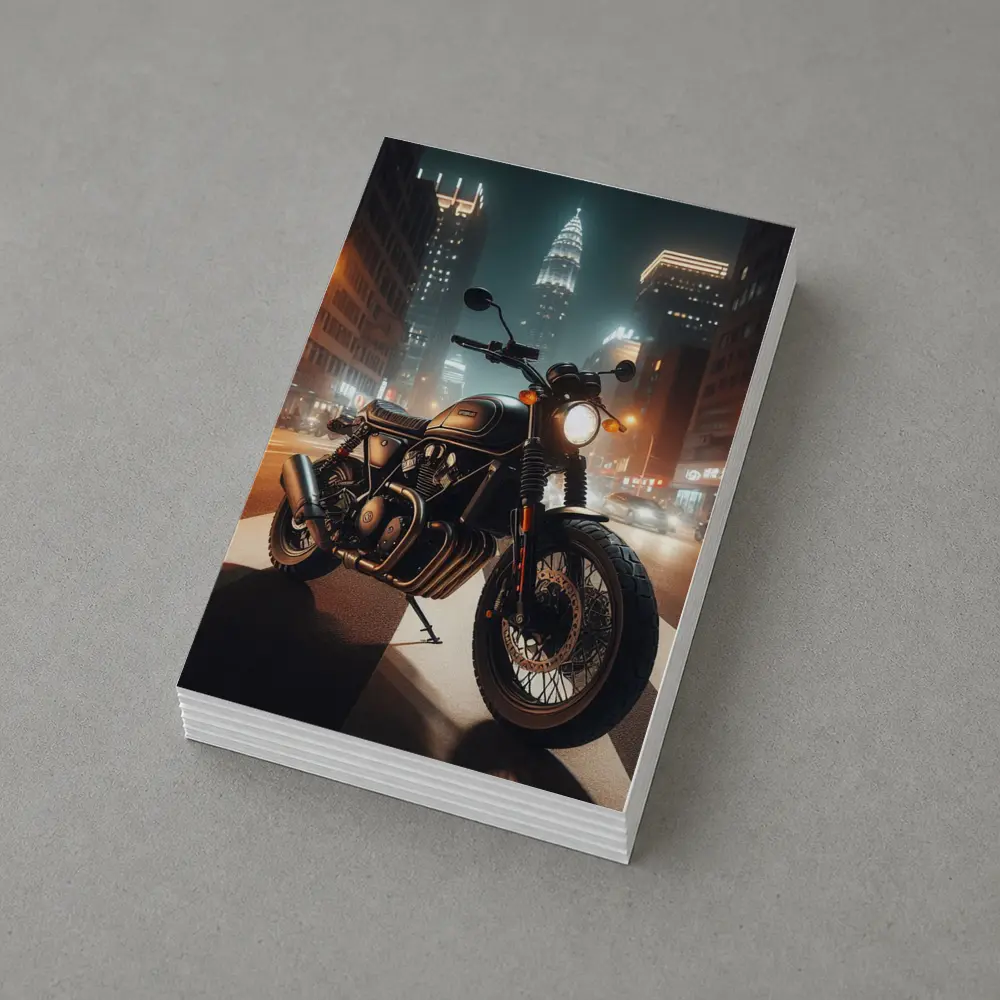 Dark Cafe Racer Motorcycle City Night Street – Postcards