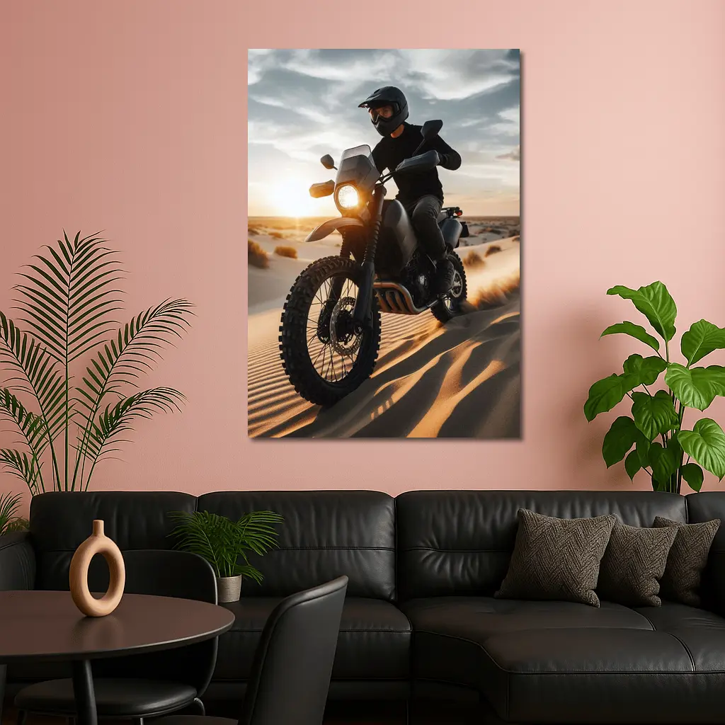 Adventure Dual Sport Bike Desert Sunset Rider – Wall Art