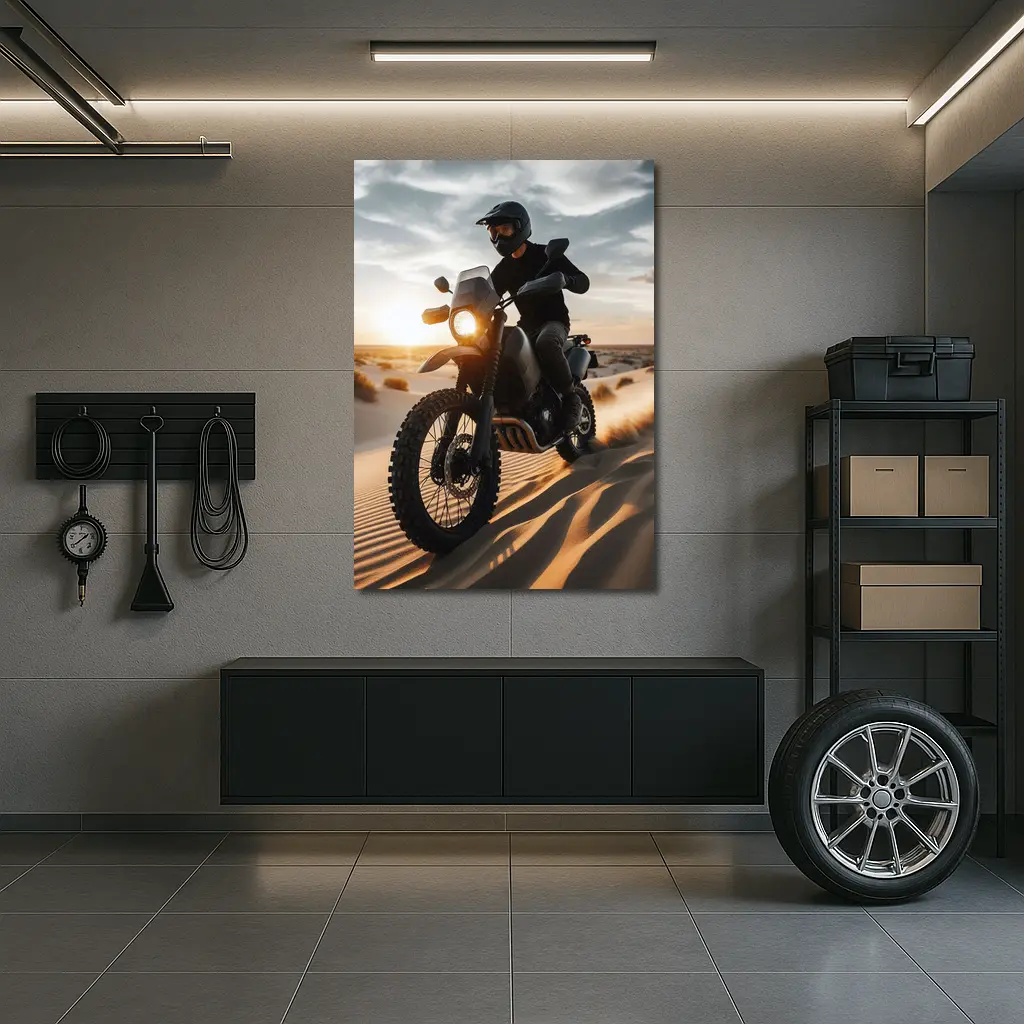 Adventure Dual Sport Bike Desert Sunset Rider – Wall Art
