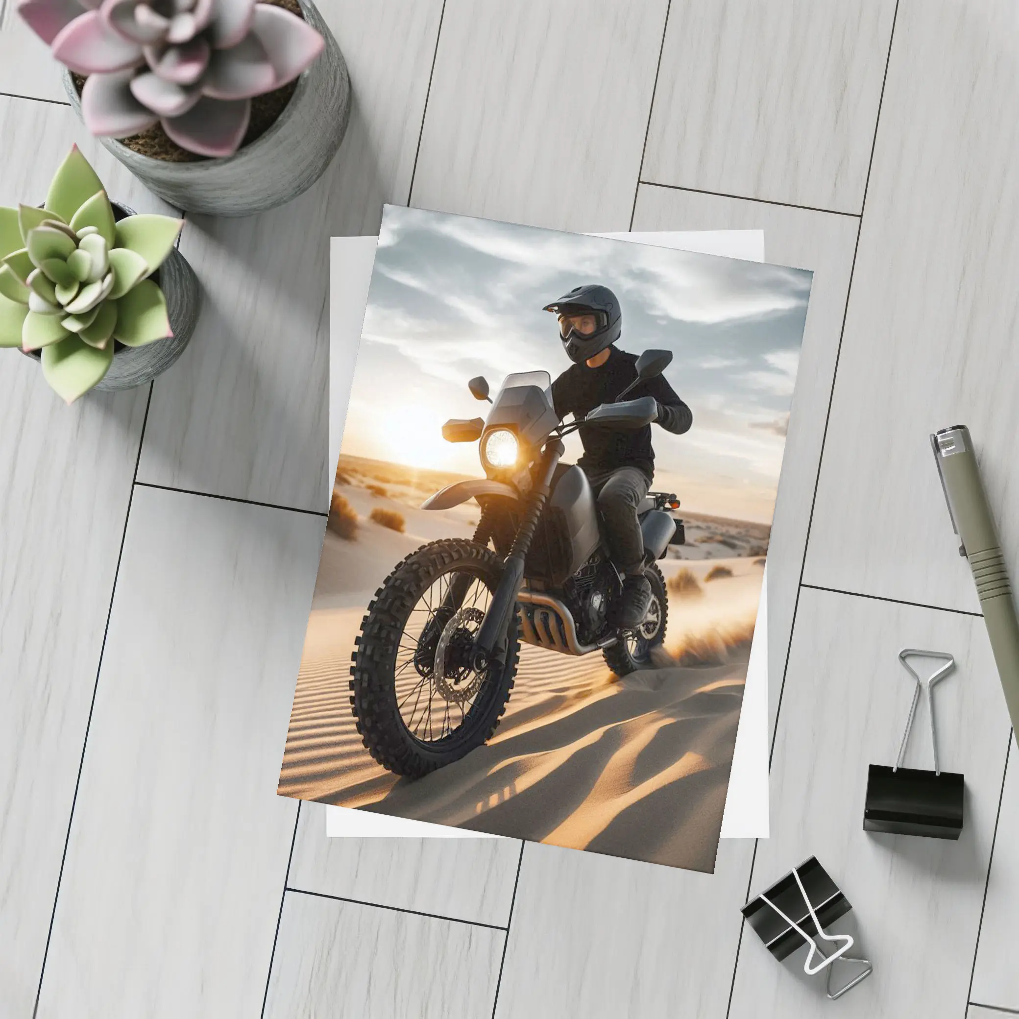 Adventure Dual Sport Bike Desert Sunset Rider – Postcards