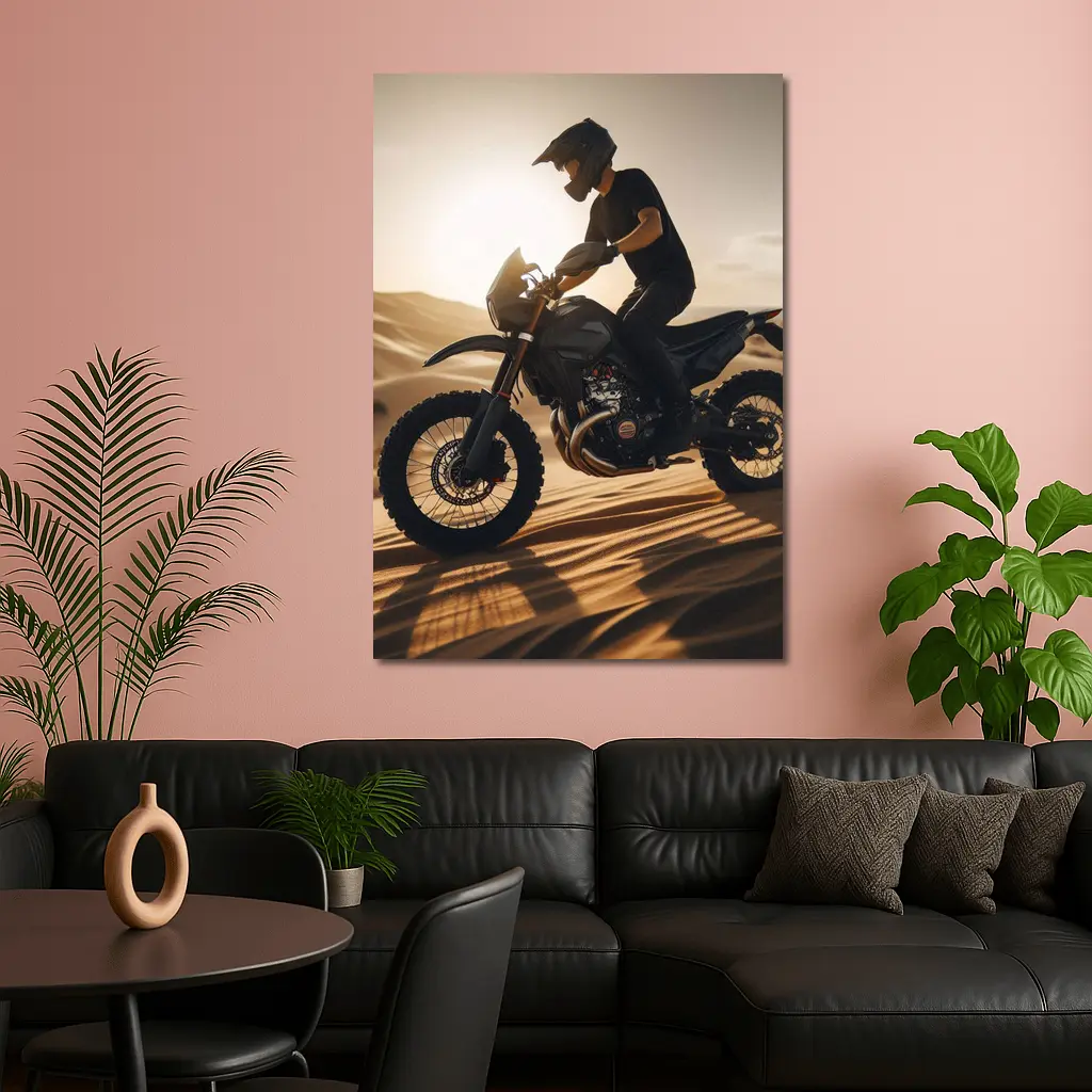 Dirt Bike Rider on Desert Sand Dunes – Wall Art
