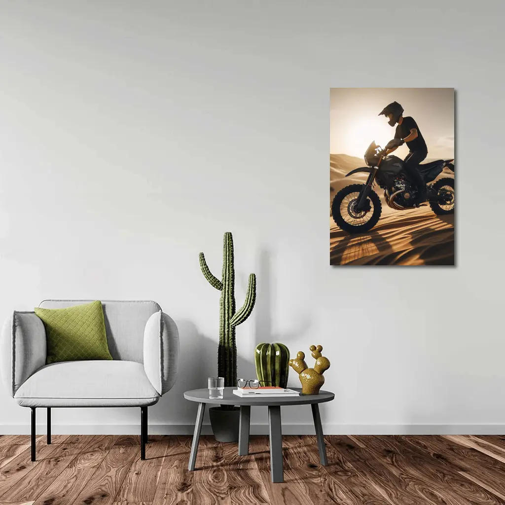 Dirt Bike Rider on Desert Sand Dunes – Wall Art