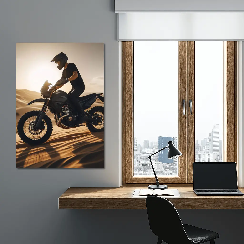 Dirt Bike Rider on Desert Sand Dunes – Wall Art