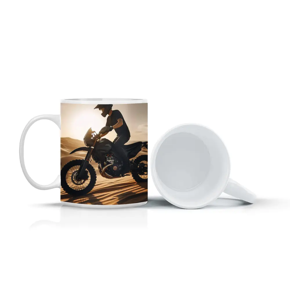 Dirt Bike Rider on Desert Sand Dunes – Mugs