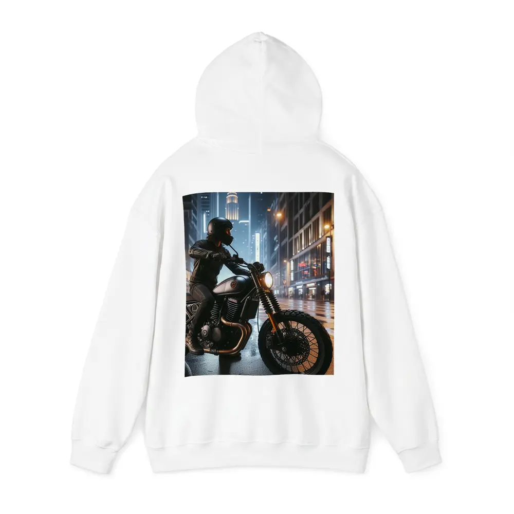 Scrambler Motorcycle Rider Rainy City Night – Hoodies