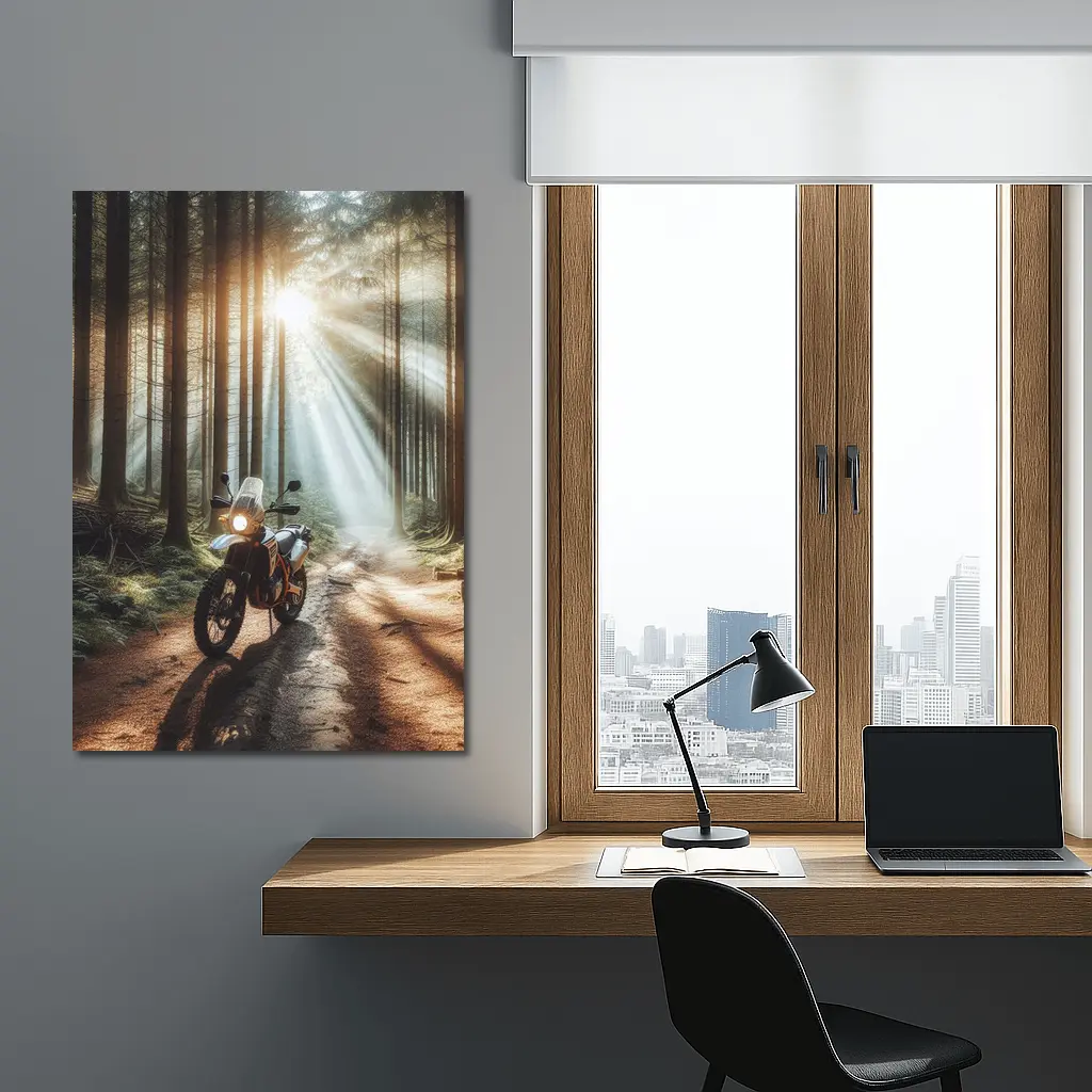Adventure Dual Sport Bike Forest Sunrays – Wall Art