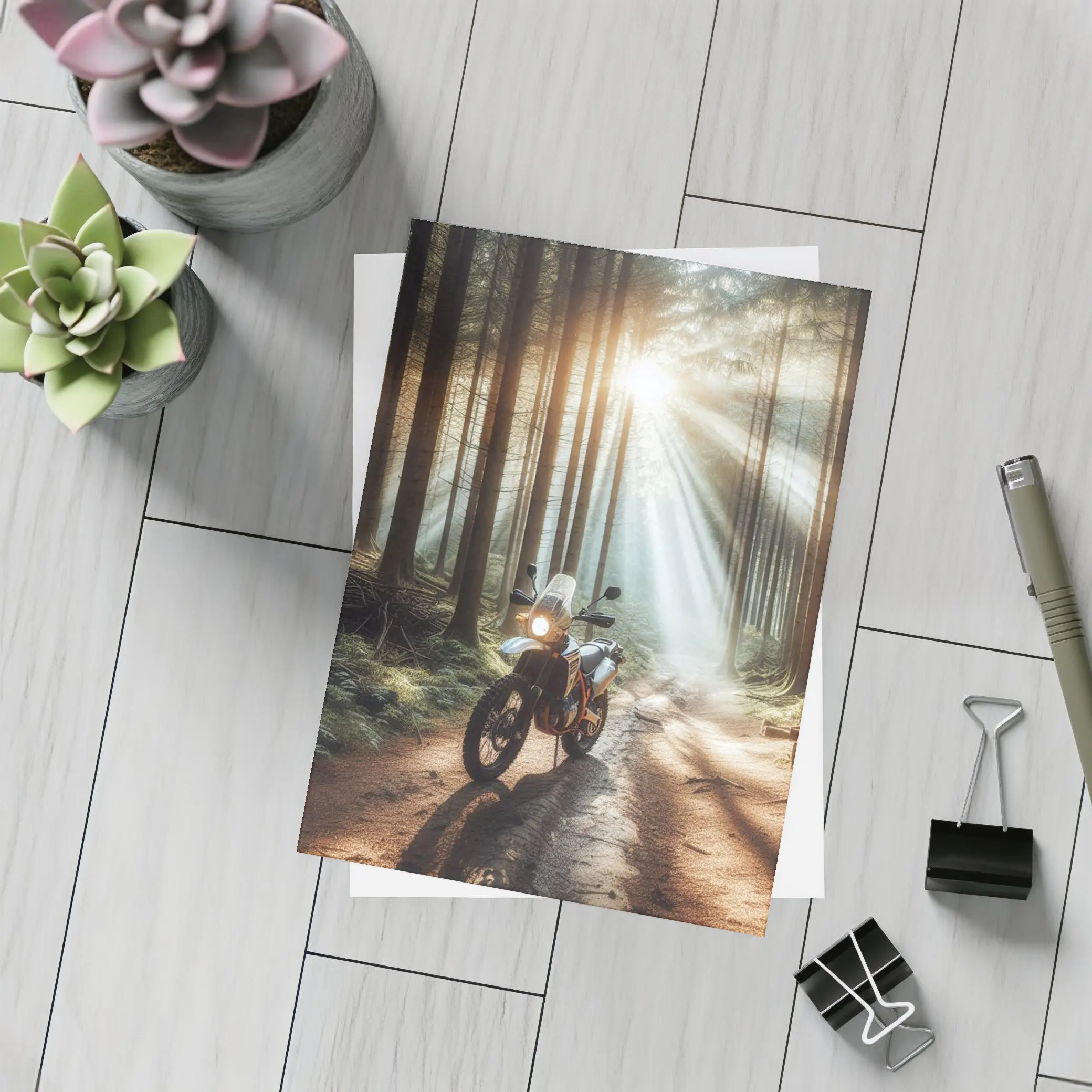 Adventure Dual Sport Bike Forest Sunrays – Postcards