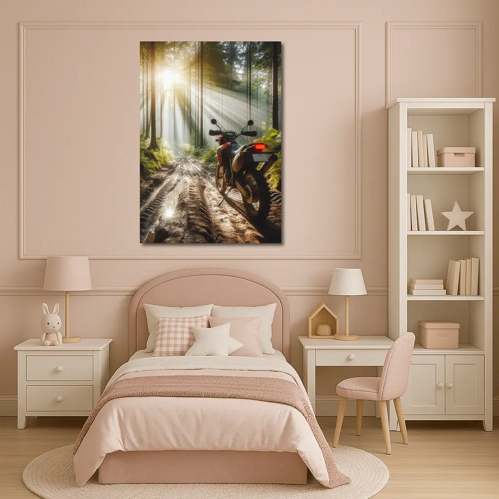 Adventure Dual Sport Bike Misty Forest Trail – Wall Art