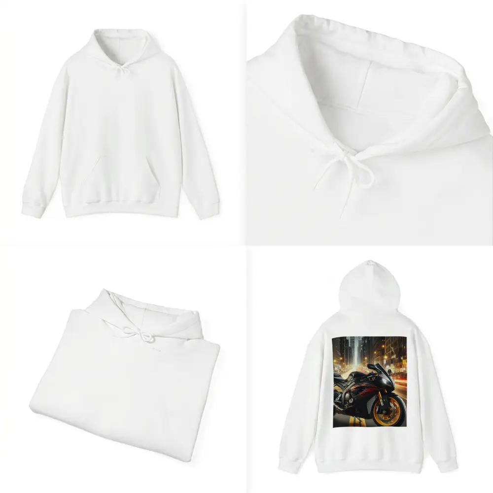 Black Sport Bike City Night Street – Hoodies