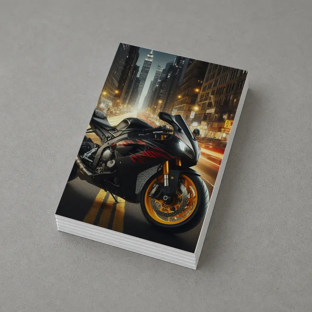 Black Sport Bike City Night Street – Postcards