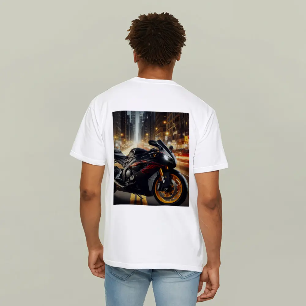 Black Sport Bike City Night Street – T-Shirts