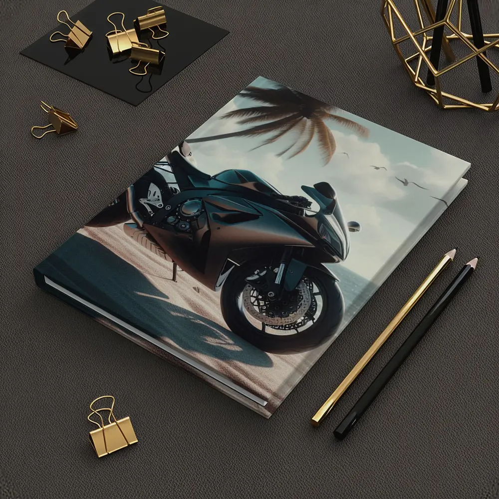 Sport Bike Superbike Parked on Tropical Beach – Notebooks