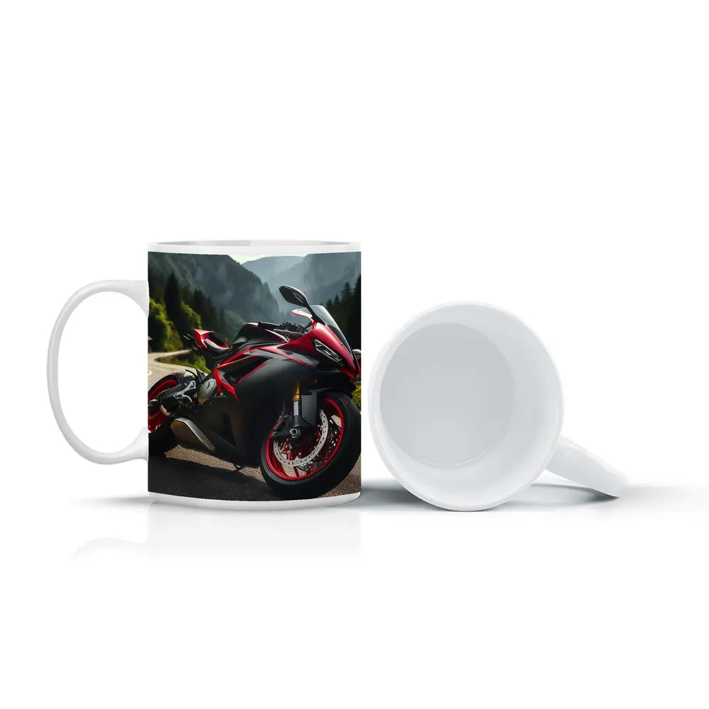 Red Black Sport Bike Mountain Road – Mugs