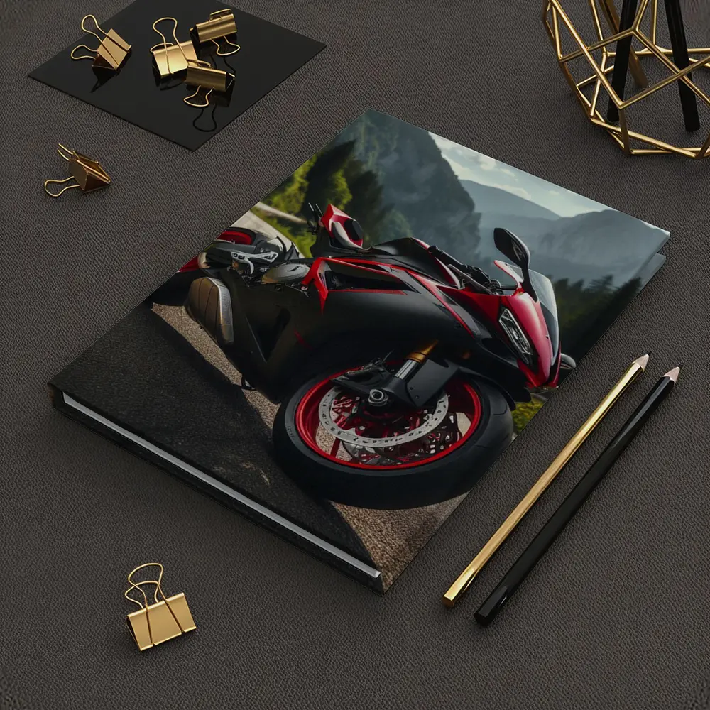 Red Black Sport Bike Mountain Road – Notebooks