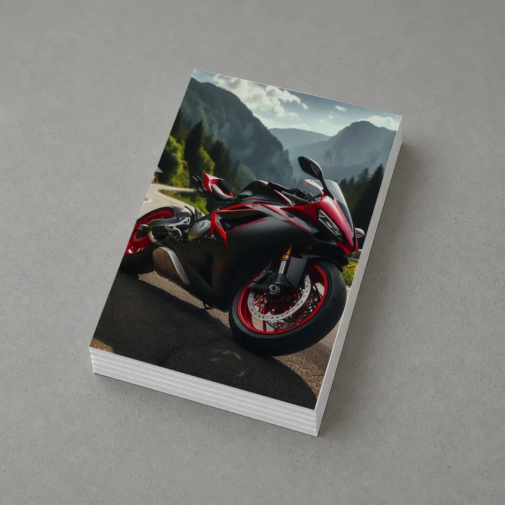 Red Black Sport Bike Mountain Road – Postcards