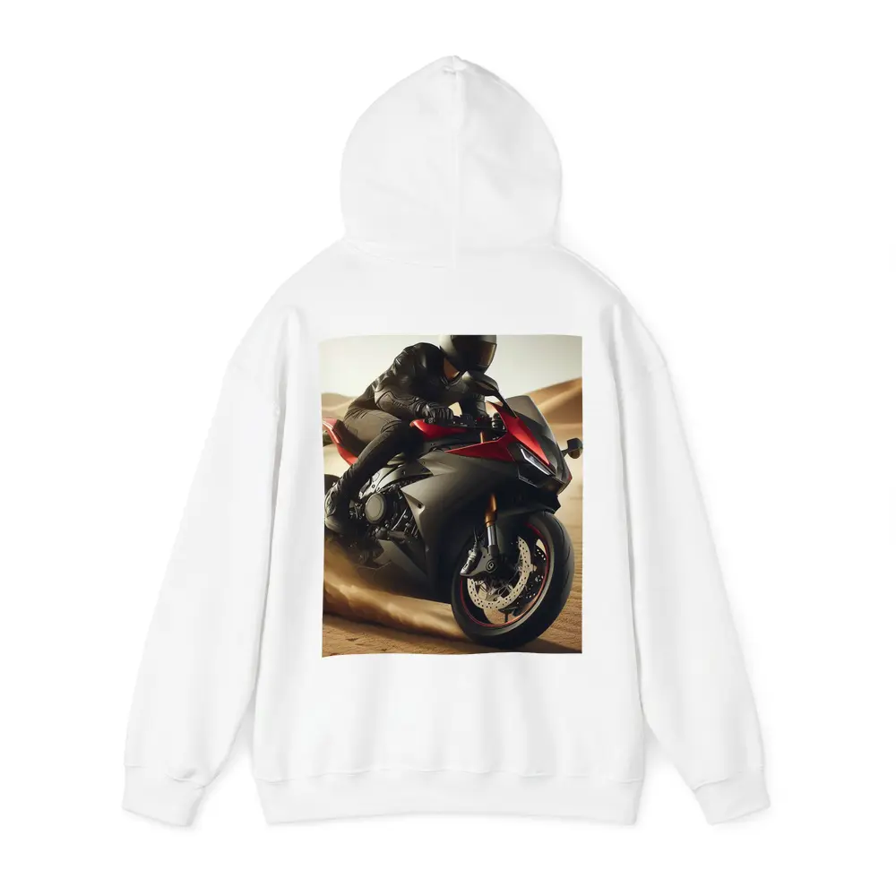 Red Black Sport Bike Rider Desert Dunes – Hoodies