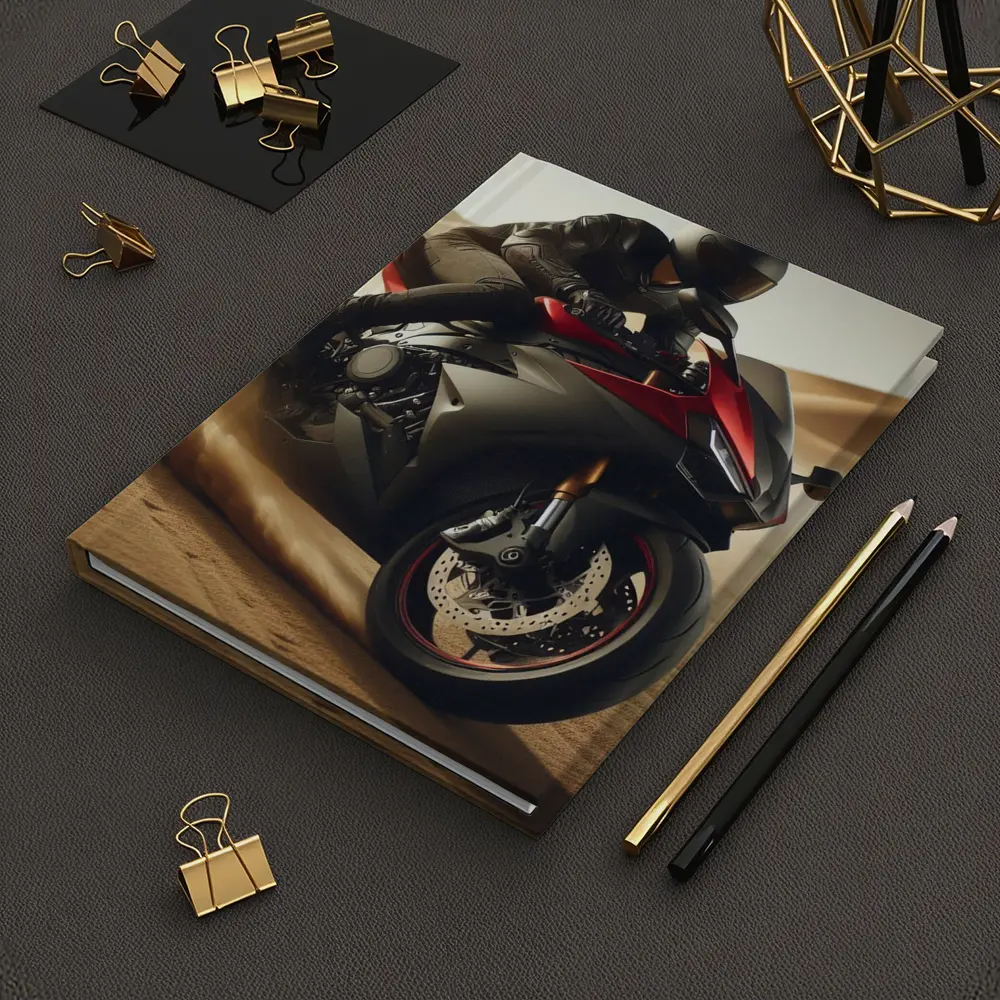 Red Black Sport Bike Rider Desert Dunes – Notebooks