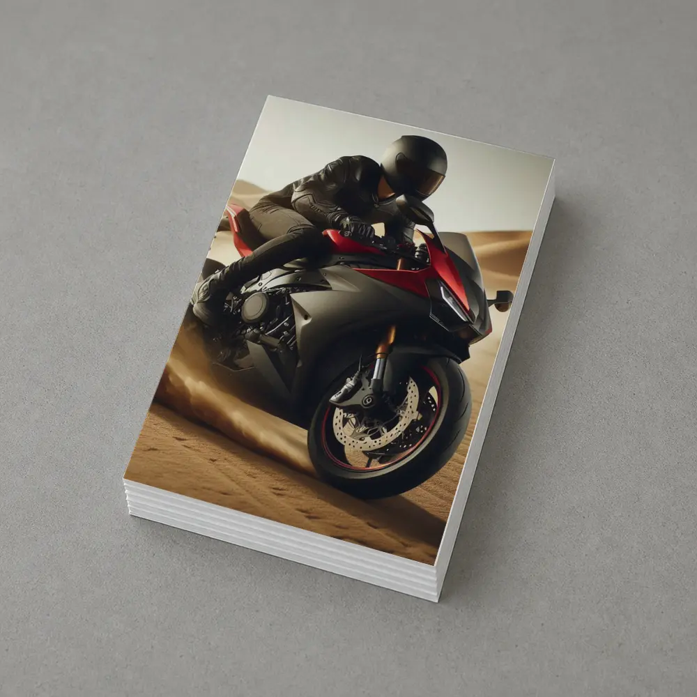 Red Black Sport Bike Rider Desert Dunes – Postcards