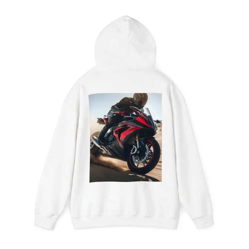 Red Sport Bike Rider Desert Sand Dunes – Hoodies