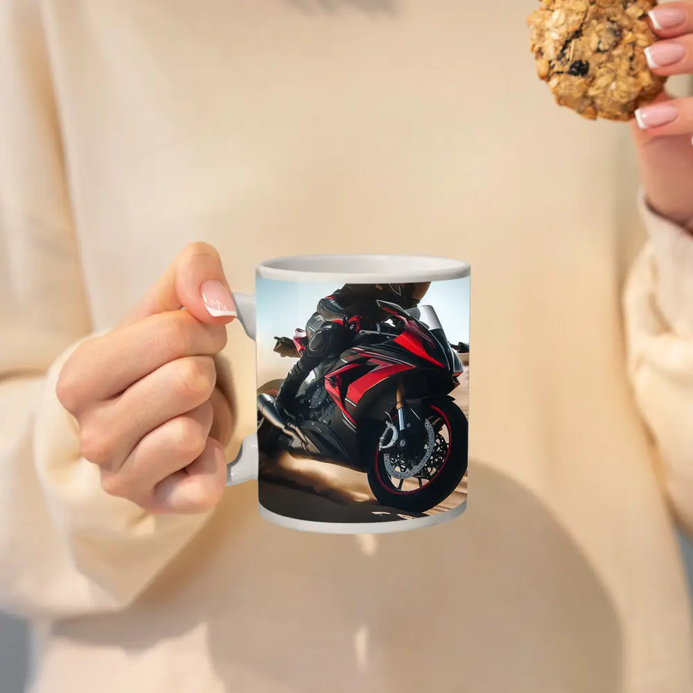 Red Sport Bike Rider Desert Sand Dunes – Mugs