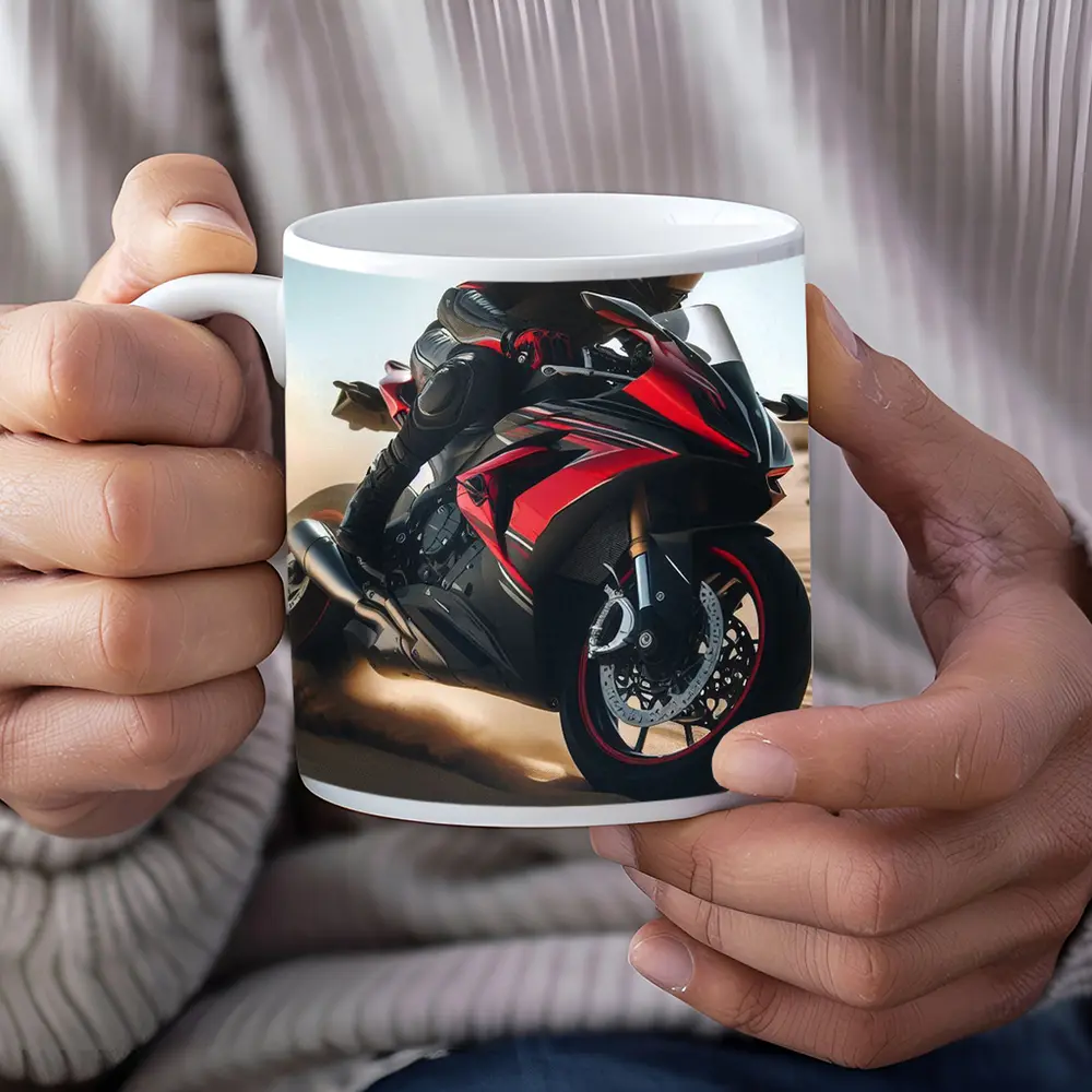 Red Sport Bike Rider Desert Sand Dunes – Mugs