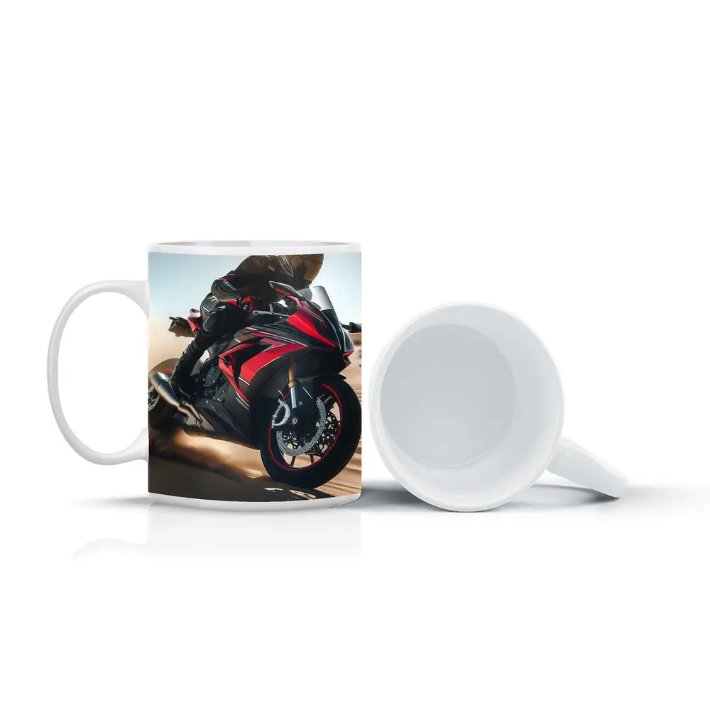 Red Sport Bike Rider Desert Sand Dunes – Mugs