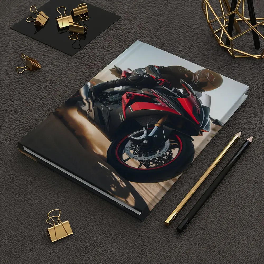 Red Sport Bike Rider Desert Sand Dunes – Notebooks