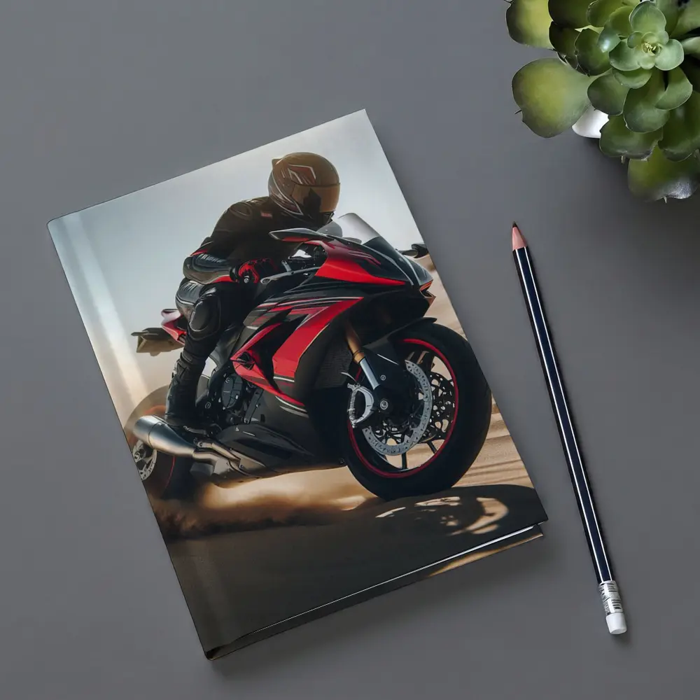 Red Sport Bike Rider Desert Sand Dunes – Notebooks