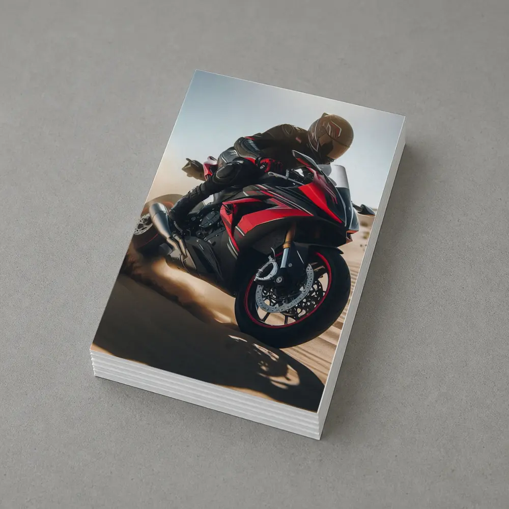 Red Sport Bike Rider Desert Sand Dunes – Postcards