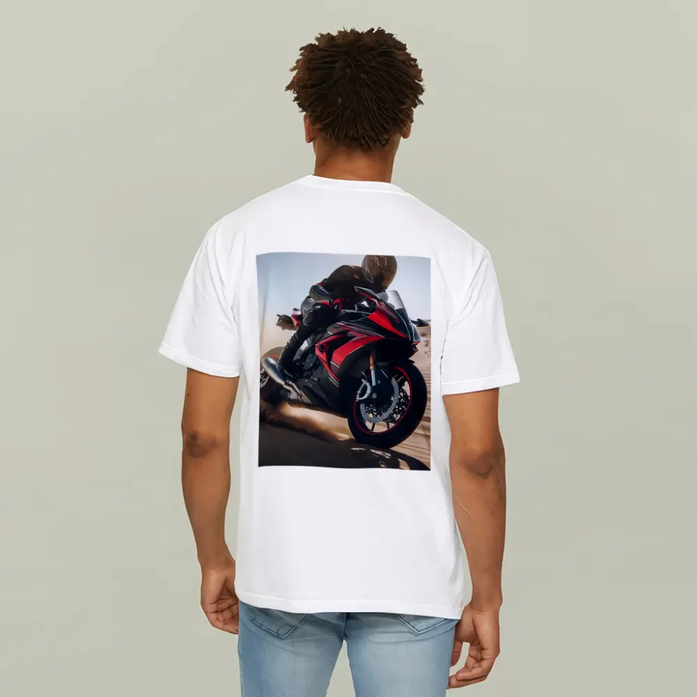 Red Sport Bike Rider Desert Sand Dunes – T-Shirts