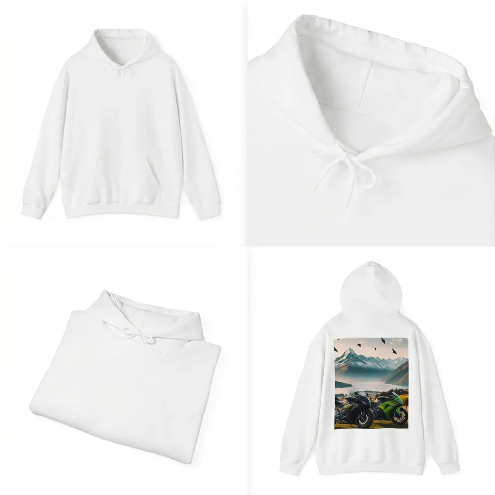 Kawasaki Sport Bikes Mountain Lake Landscape – Hoodies