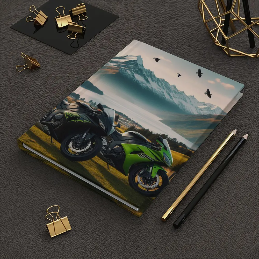 Kawasaki Sport Bikes Mountain Lake Landscape – Notebooks