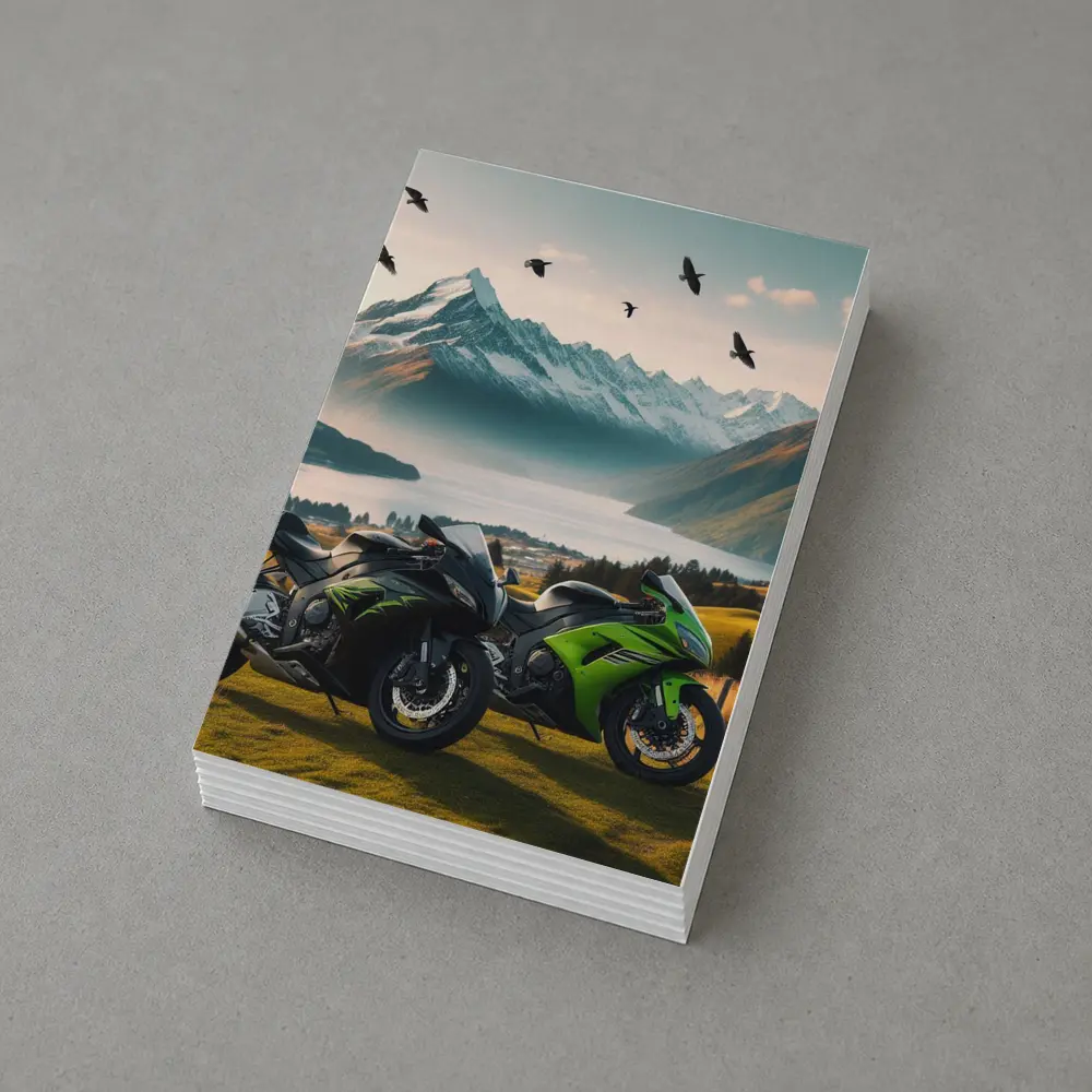 Kawasaki Sport Bikes Mountain Lake Landscape – Postcards