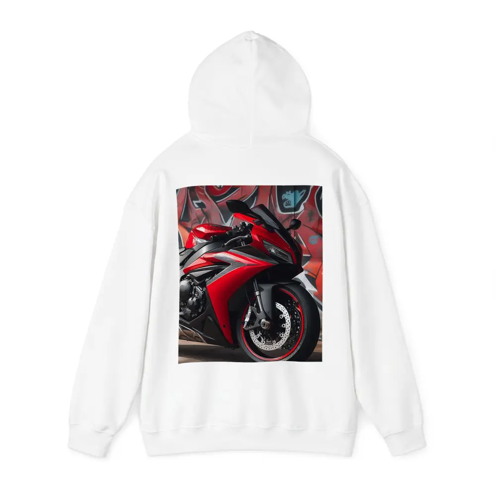 Red Sport Bike Against Graffiti Wall – Hoodies
