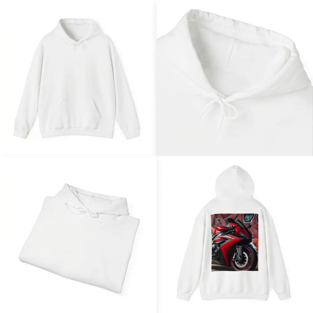 Red Sport Bike Against Graffiti Wall – Hoodies