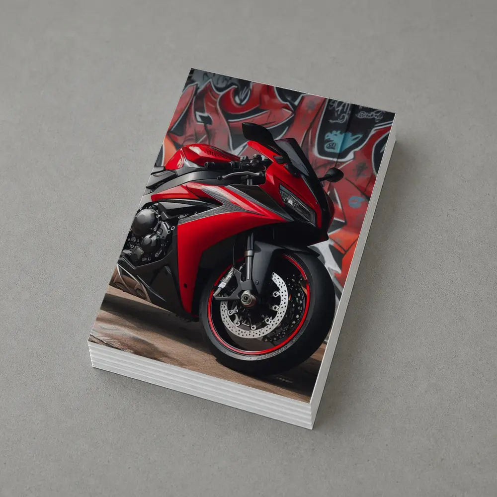 Red Sport Bike Against Graffiti Wall – Postcards