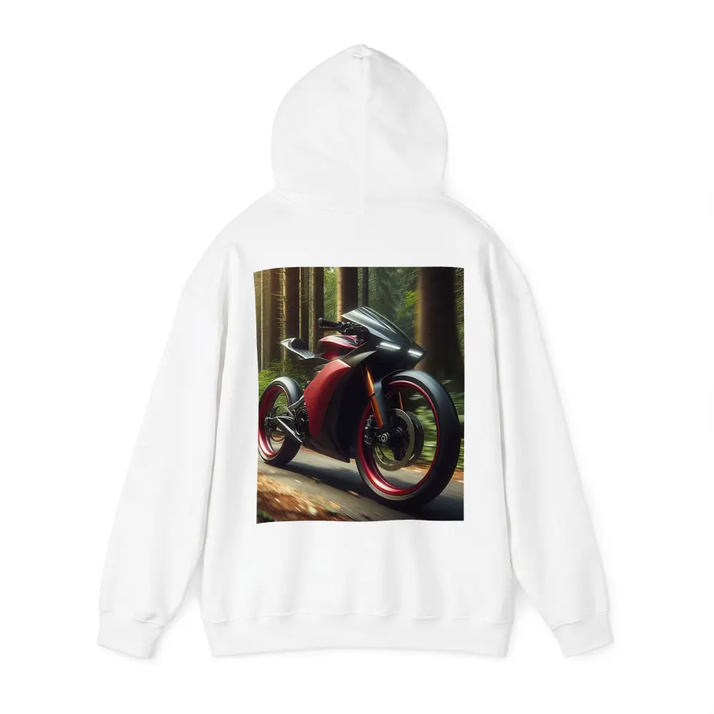 Red Black Sport Bike Racing Through Forest – Hoodies