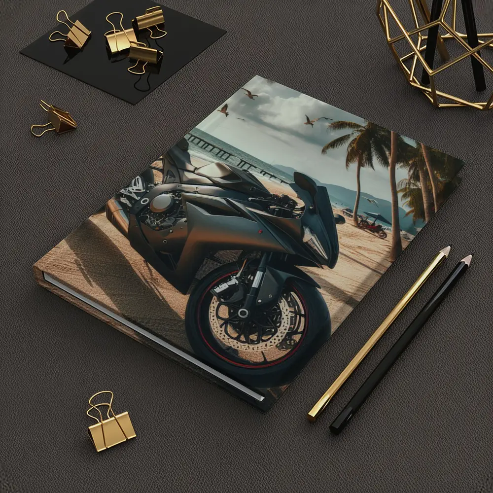 Sport Bike Superbike Parked on Tropical Beach – Notebooks