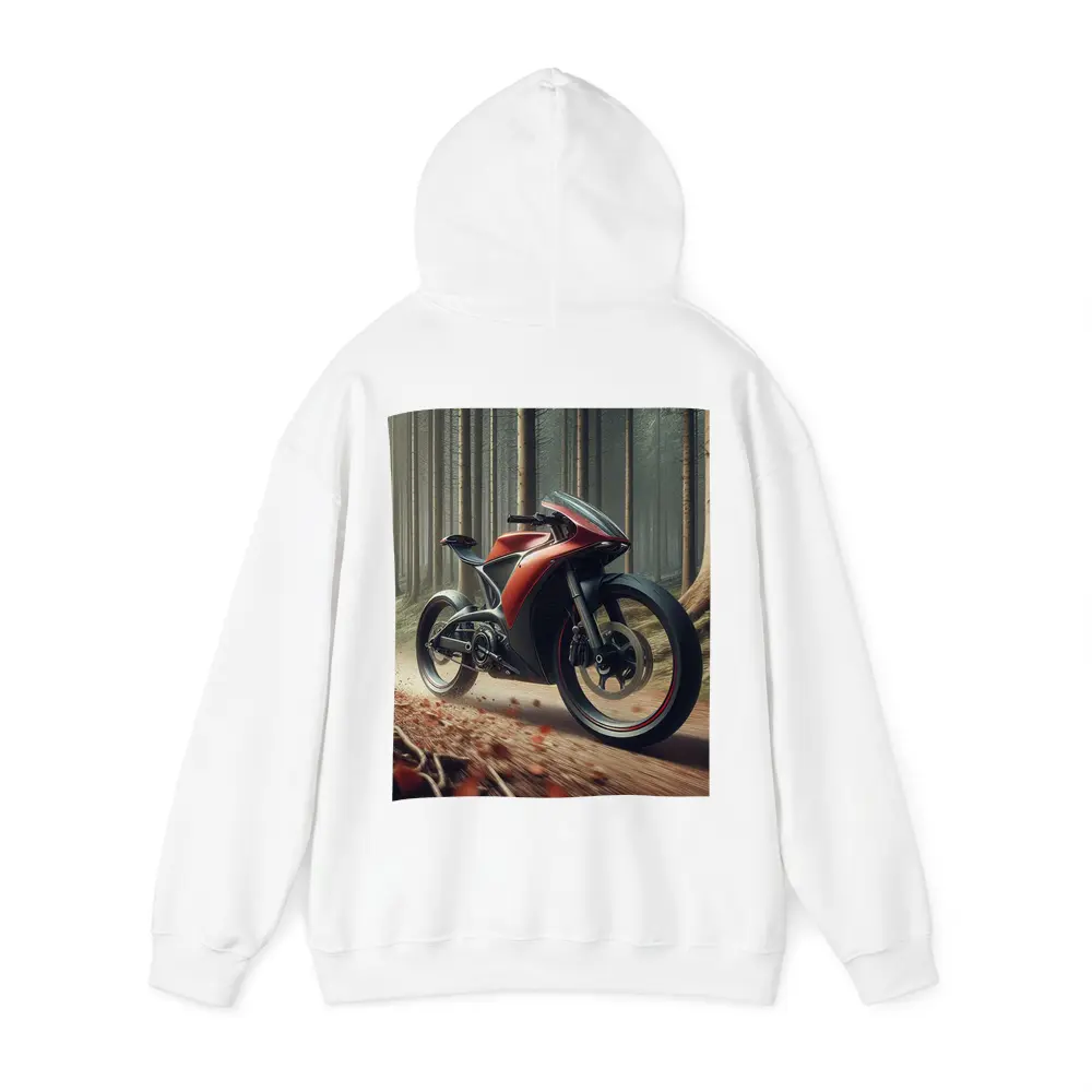 Red Futuristic Sport Bike Forest Trail – Hoodies