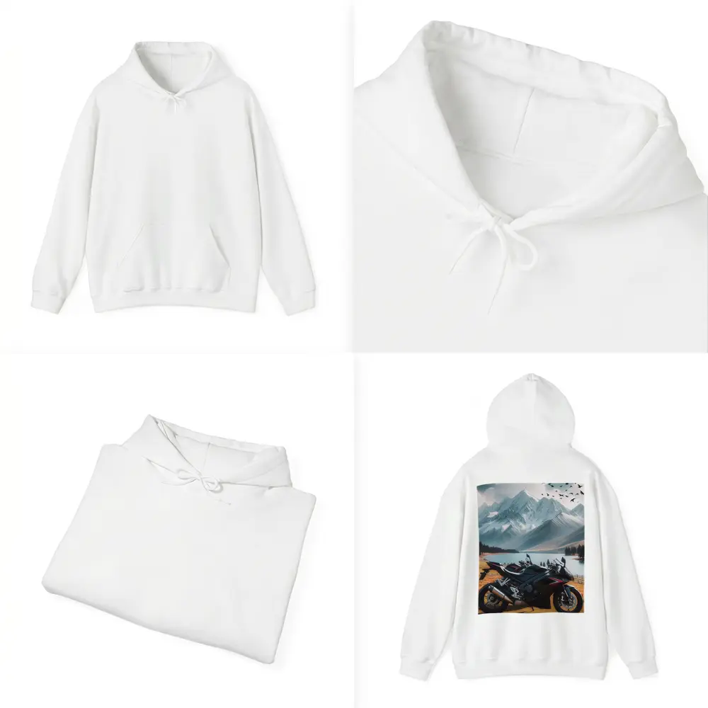 Sport Bike Superbike Mountain Lake Landscape – Hoodies