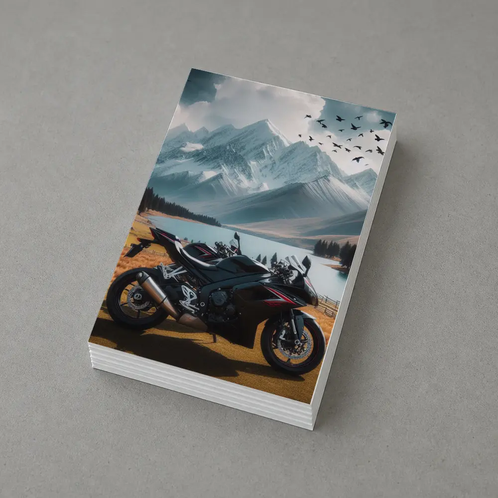 Sport Bike Superbike Mountain Lake Landscape – Postcards